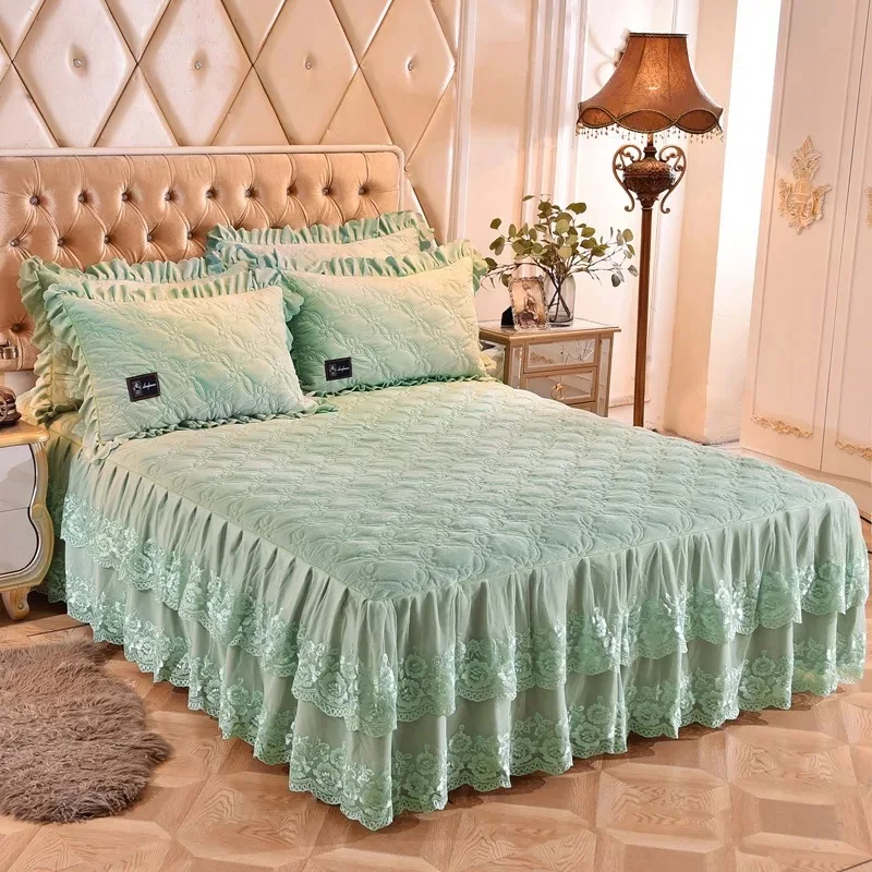 Home Lace Bed Skirt Bedsheet Thickened Bedspread Bed Cover Skirt Bedding Set