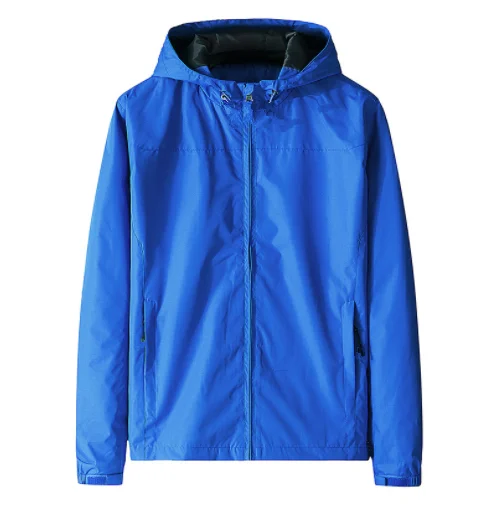 men custom logo hooded polyester jacket outdoor fishing men zip up sports jacket women spring slim fit black wind proof jacket
