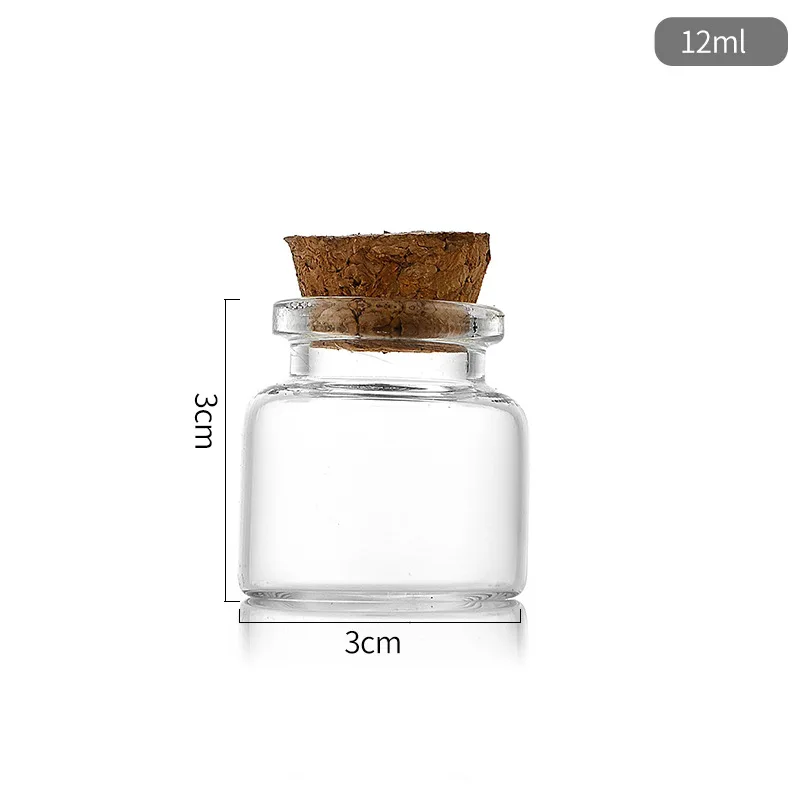 30mm Small DIY Crafts Vials Jars Packaging Bottles Test Tube Transparent Clear Glass Bottles with Cork Stopper