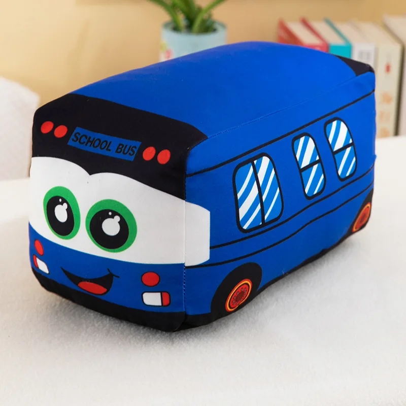 Multi Sizes Colors Cartoon Bus Plushies Bedtime Toy Sleeping Doll Soft Pillows Stuffed Car Plush Toys for Kids