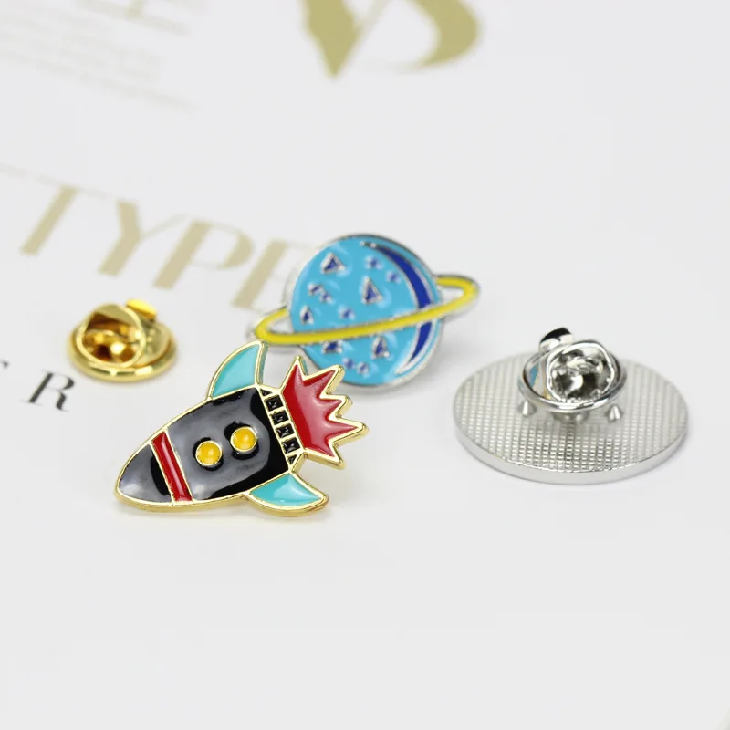 Enamel Backpack Suit Hat Clothes Tie Scarf Button Pin Aircraft Airplane Space Flight Rocket Astronaut Spaceship Badge Lapel