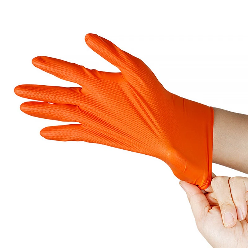 C57 Diamond Synthetic Yellow Nitrile Gloves Yellow  Food Grade 9 mil Orange Nitrile Gloves