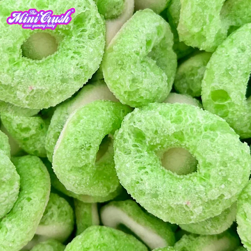 The Freeze dried candy customized 4oz bag apple ring shaped gummy candy
