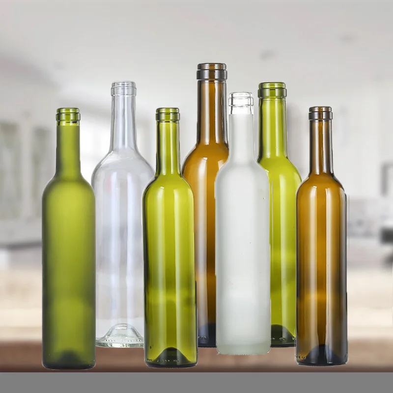 Factory High Quality Empty 750 ML Colored Round Liquor Bottle Glass Wine Bottle Wholesale