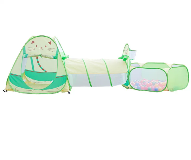 Выдвижная детская палатка «Три в одном» с рисунком кошки в очень большом бассейне с шариками