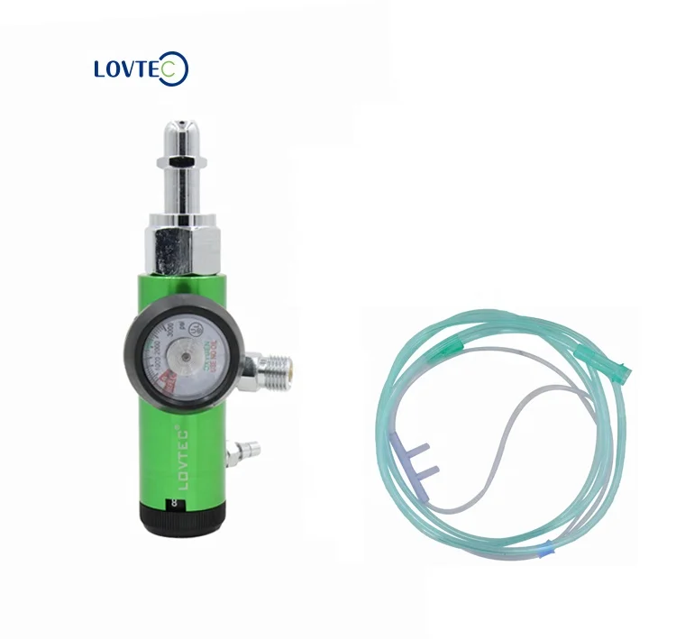 Lovtec cga540 G5/8 click style medical oxygen regulator with humidifier bottle