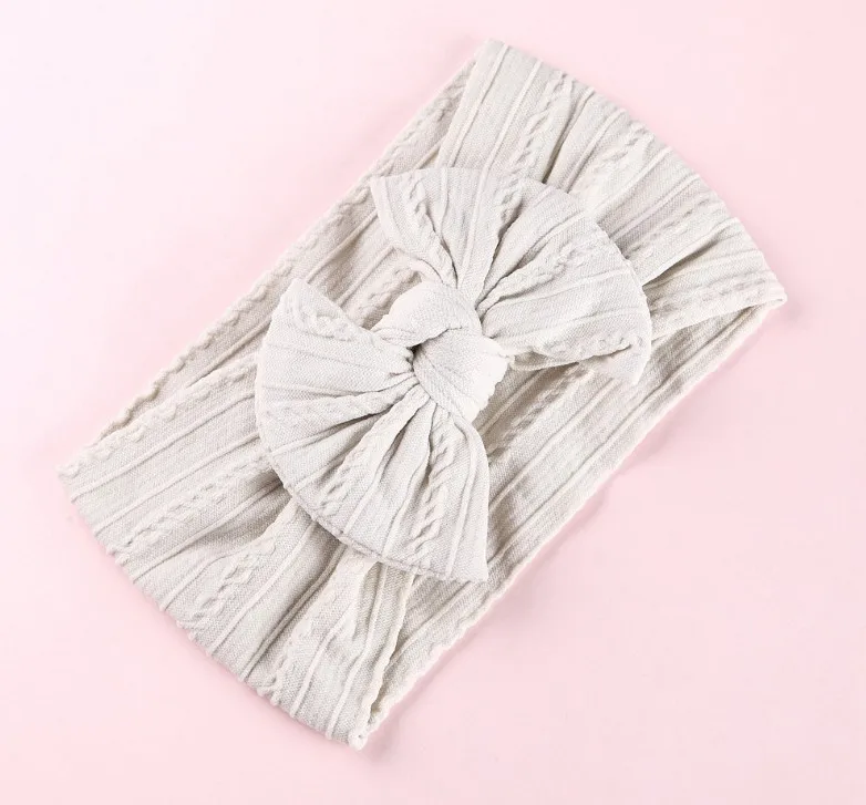 Baby Braid Nylon Bow Headband Cable Knitted Hair Band Solid Wide Headbands Turban Elastic Head Wraps Hair Accessories For Kids