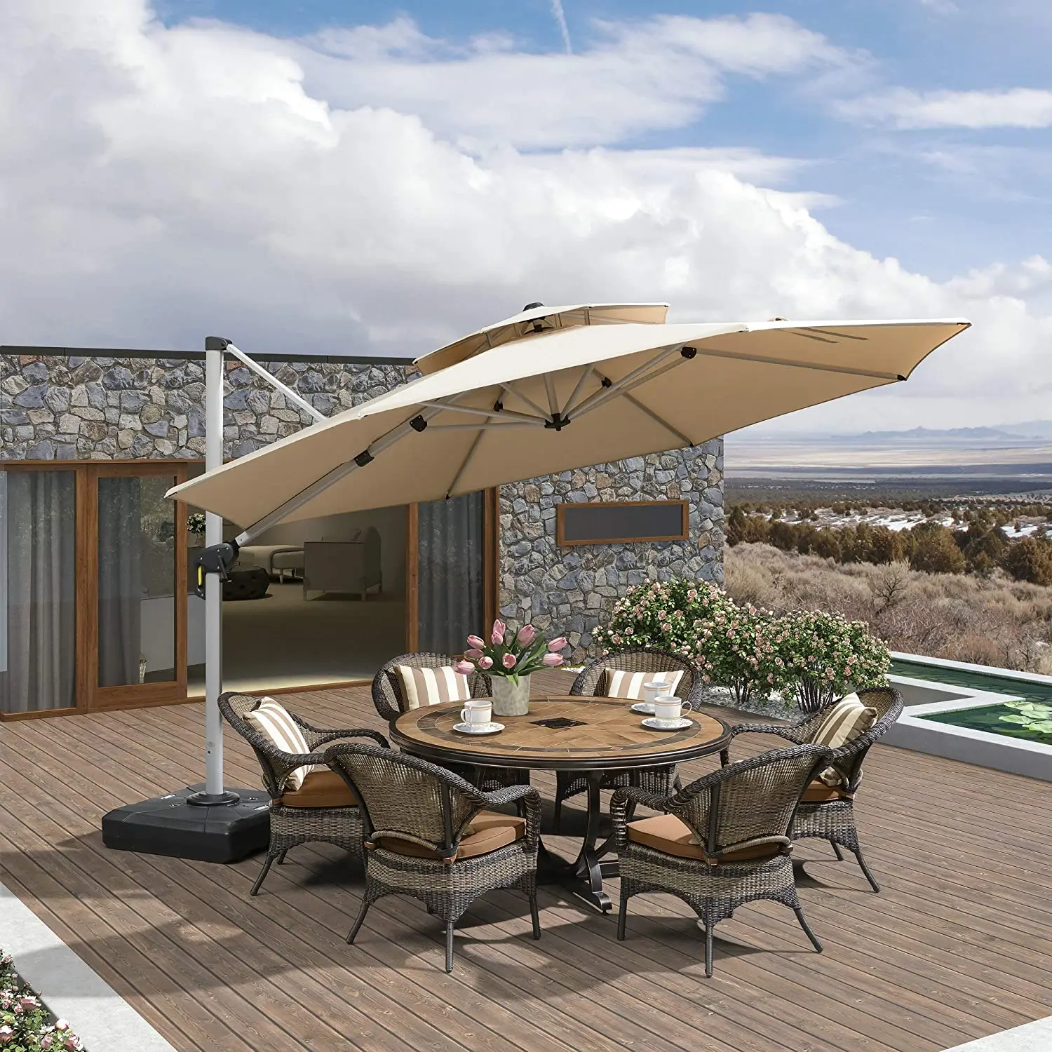 Горячая Распродажа, 10 футов, высококачественный алюминиевый консольный зонт для патио, уличный зонтик от солнца для ресторана