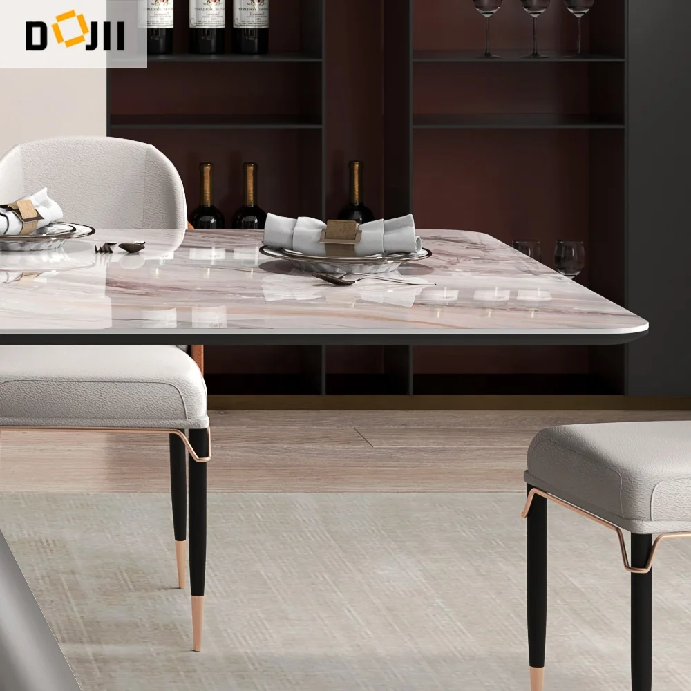 Modern Rectangular Travertine Stone Dining Table Top Home Dine Furnitures for Living Room Hotel or Villa-20 Years Experience