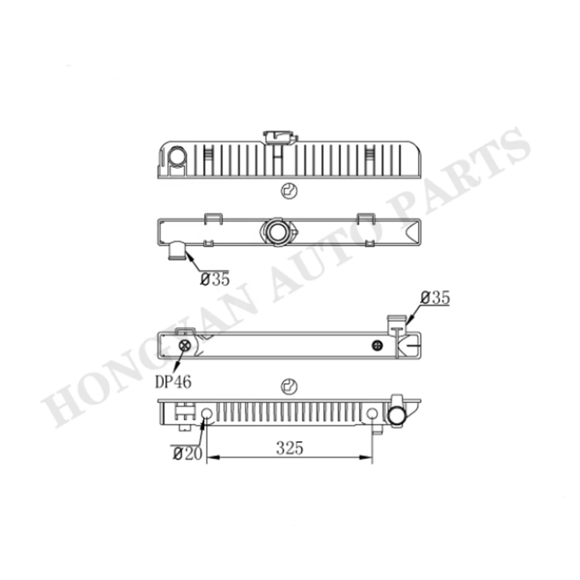 Aluminum&copper water cooling auto radiator plastic tanks pa66 gf30 for ME