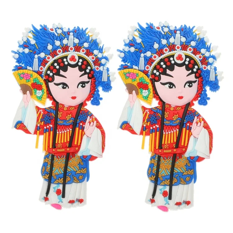 Peking Opera Magnets Chinoiserie Decor Photo Stickers Decorative Fridge  Soft Rubber Sticker Chinese Figure Fridge