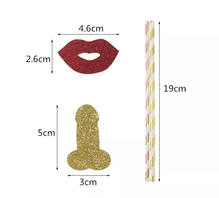 Bachelor party funny straws adult drinking wine creative gold/pink sexy cock straw decoration