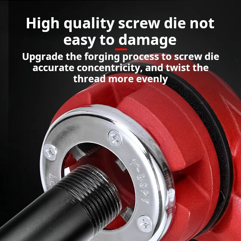 Industrial Grade Manual Pipe Threader Kit Ratcheting 4 points-6 points 1 inch Die Set with Storage Case Plumbers
