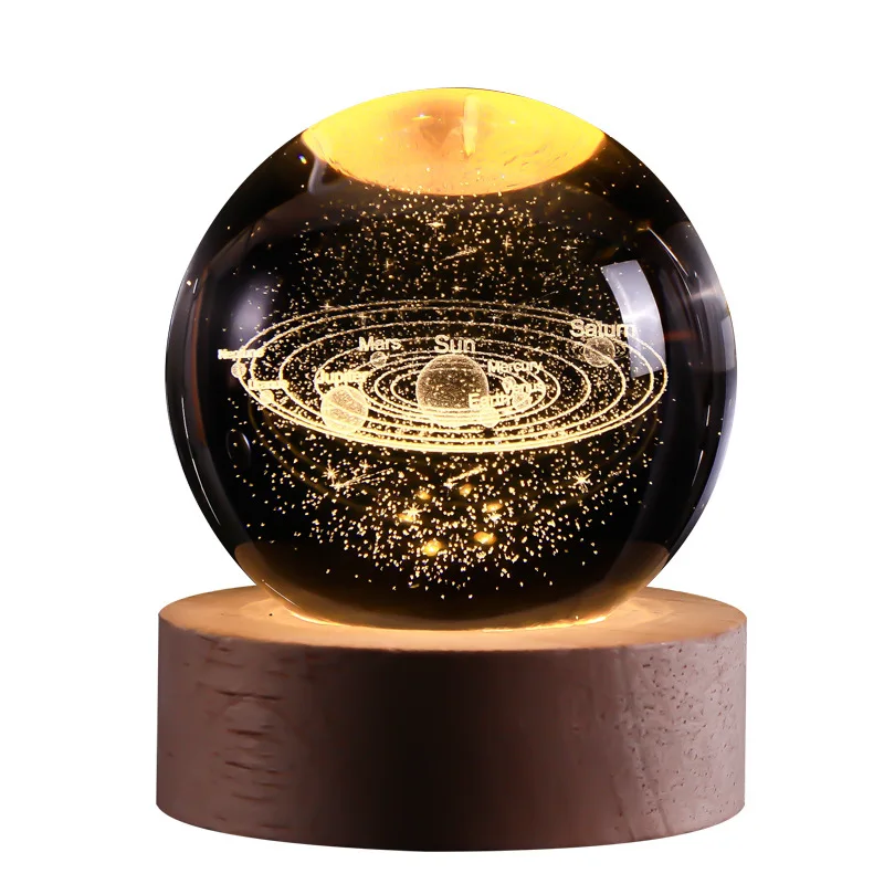 Astronaut Starry Sky Crystal Ball Night Light 3D Inner Carving Luminous Base Creative Ornament Glass Ball For Children Gift