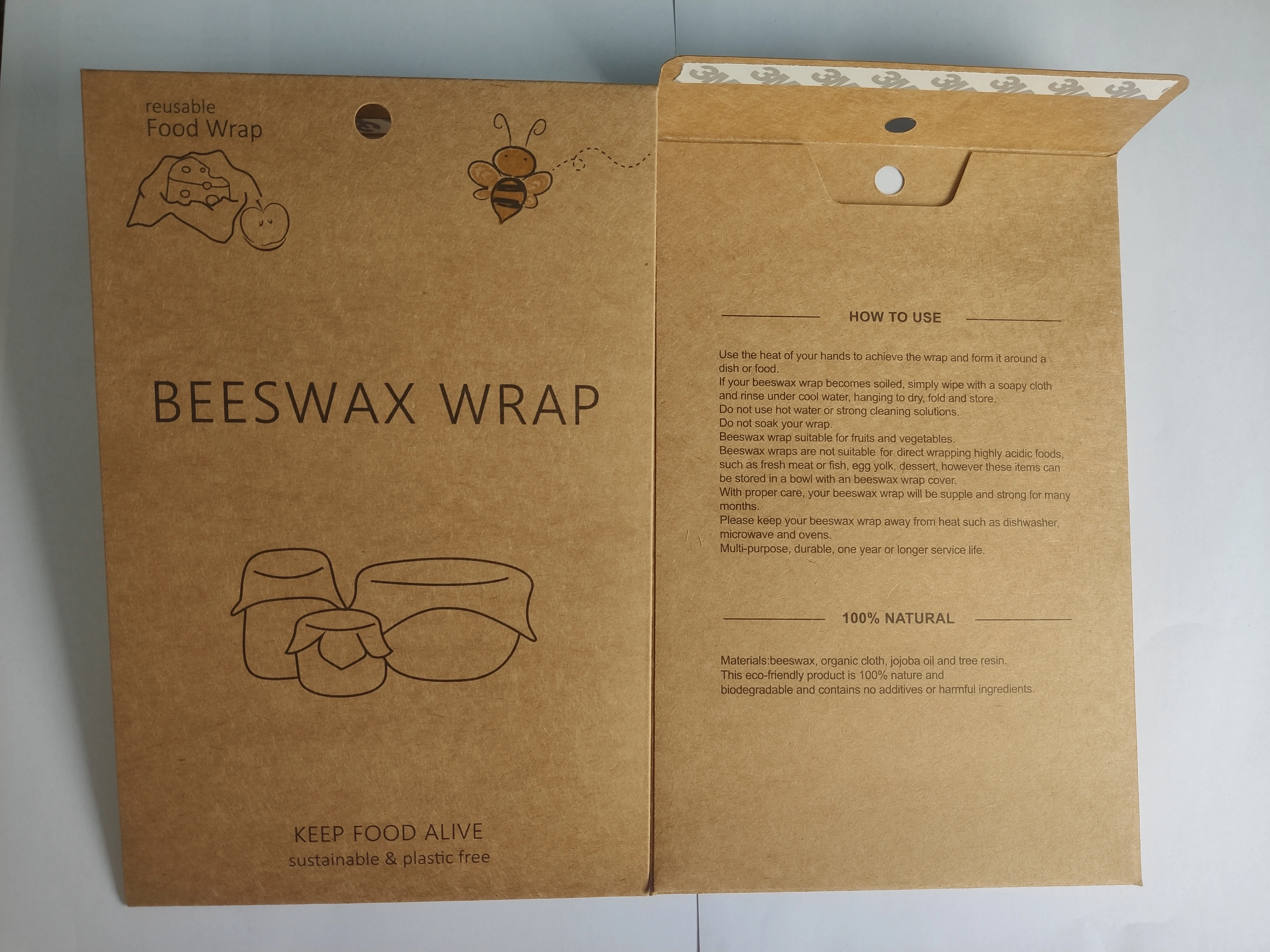 Amazon Best Sale Reusable Beeswax Food Wrap Green Leaves