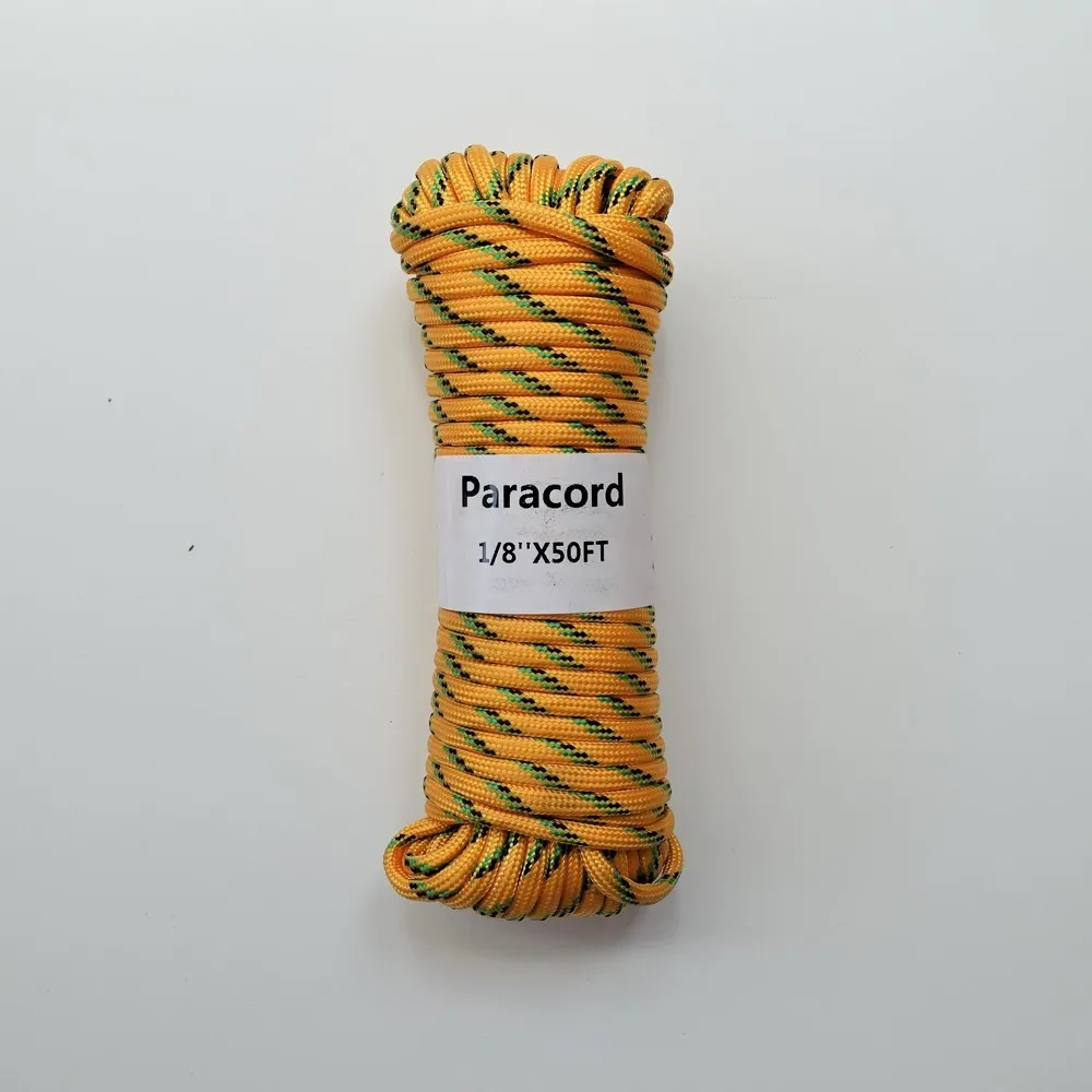 1/8inch 50ft (3.2mmx 15.2 m) 750lb Paracord/Parachute Cord 100% Polypropylen  Outdoor Camping  Survival Deep Yellow