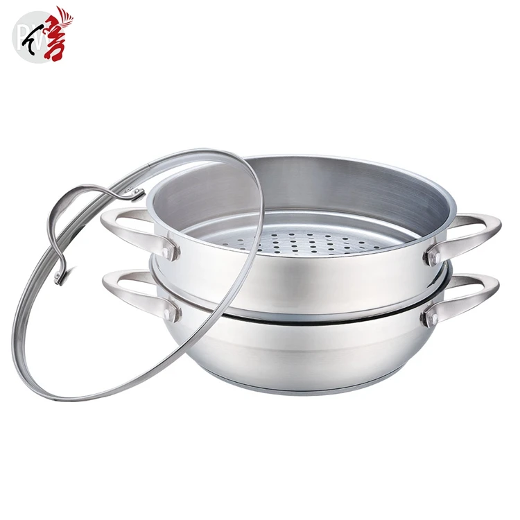 realwin 3 pieces 4.5 liter stainless steel steamer stew pot set with icool handle