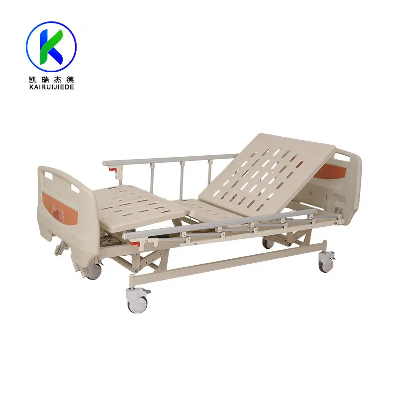 Multi function single and double swing 3 crank manual paramount hospital bed with automatic toilet