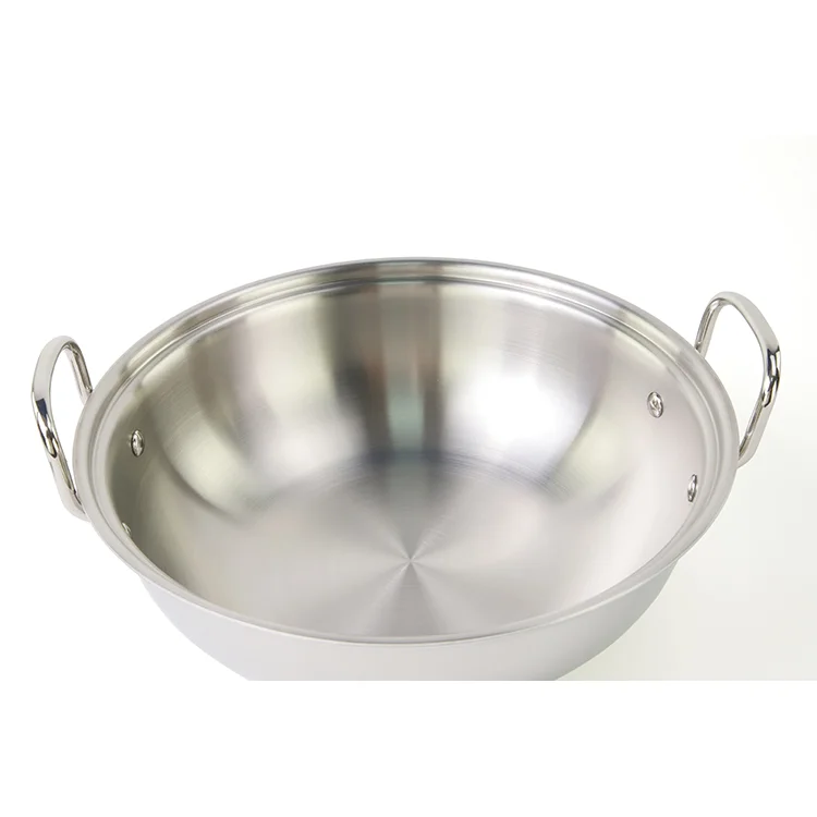 Немецкая кухонная посуда кастрюля для ВОК из нержавеющей стали глубокая китайская вок с двойной ручкой кастрюли приготовления пищи