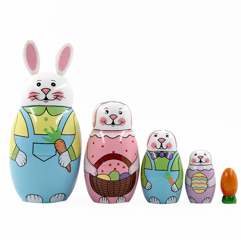 Wholesale Cute Rabbit Shape Kids Gift Russian Nesting Dolls Matryoshka Doll