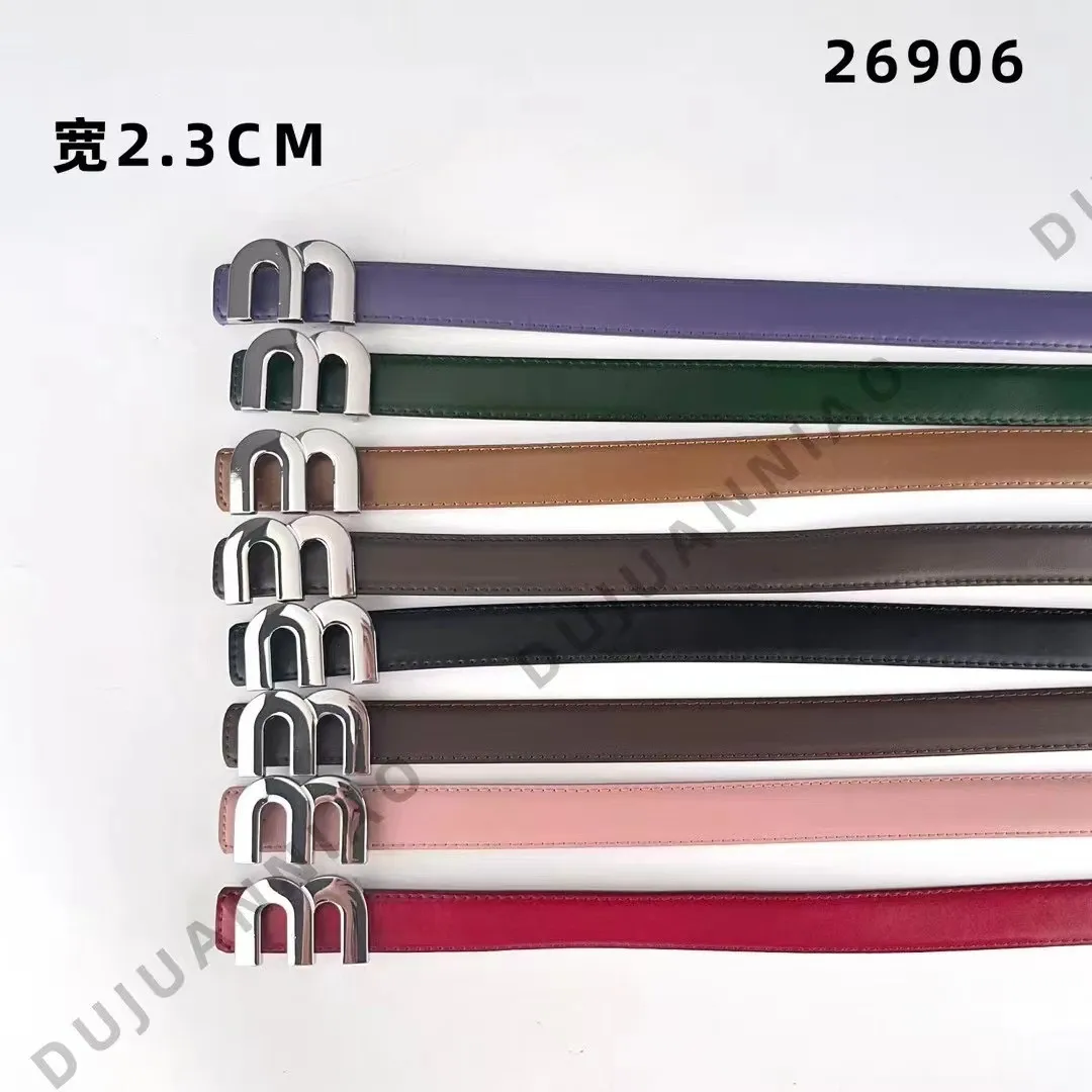 Luxury Letter M Letter Full Leather Belt Newest Designer Genuine Leather Waist Belt Silver Buckle Wholesales