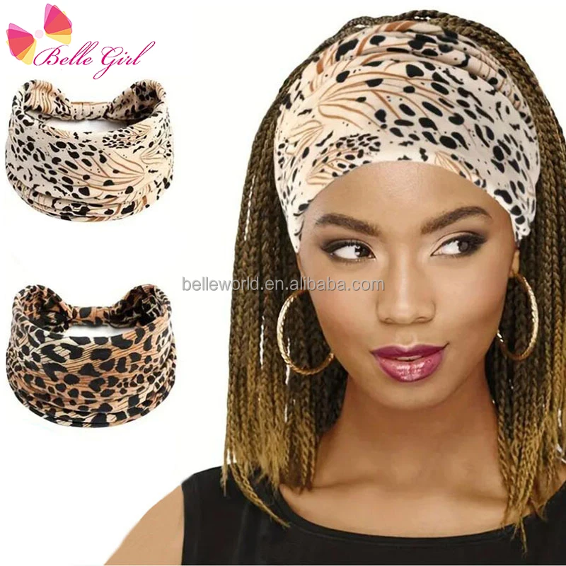 BELLEWORLD custom pattern gym accessories custom head band with logo wide elastic bandeau sport cheveux femme leopard headbands