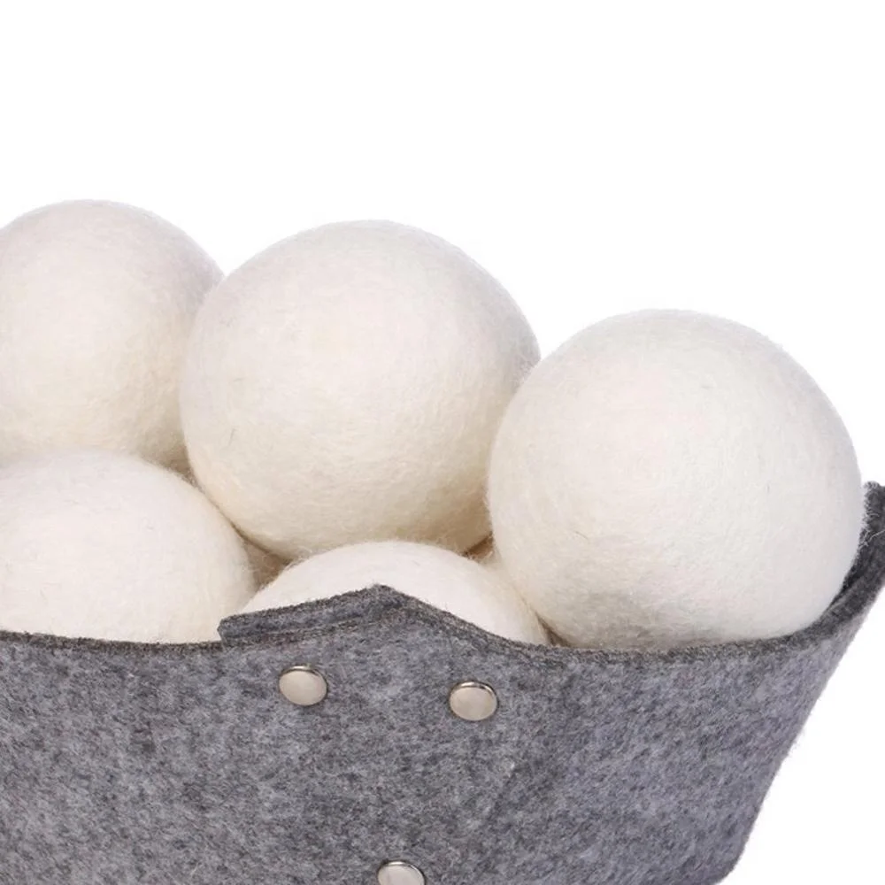 Wholesale 2.5 Cm 6 Xl Durable White 100% New Zealand Organic 6 Pack Reusable Natural Softener Set Wool Dryer Balls For Laundry