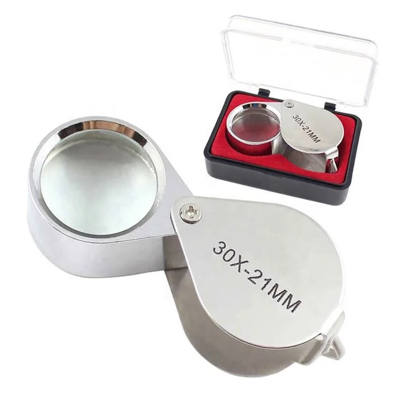 10X / 20X / 30X Jeweler Loupe Glass Diamond Loupe Metal Round Body Jewelers Eye Loupe Magnifier Magnifying 21mm