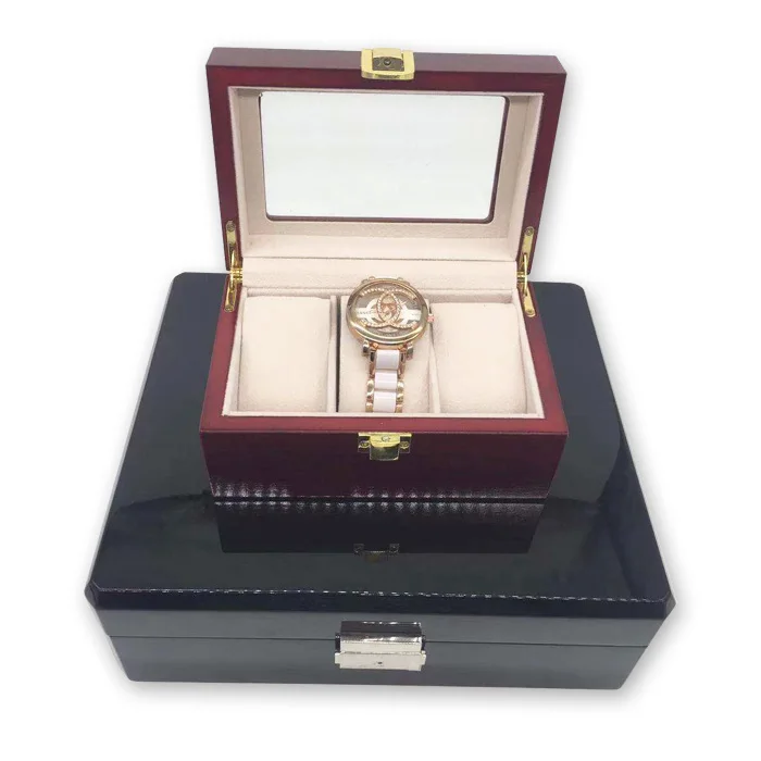 Factory Custom Luxury Light Red Paint Wood Watch Box