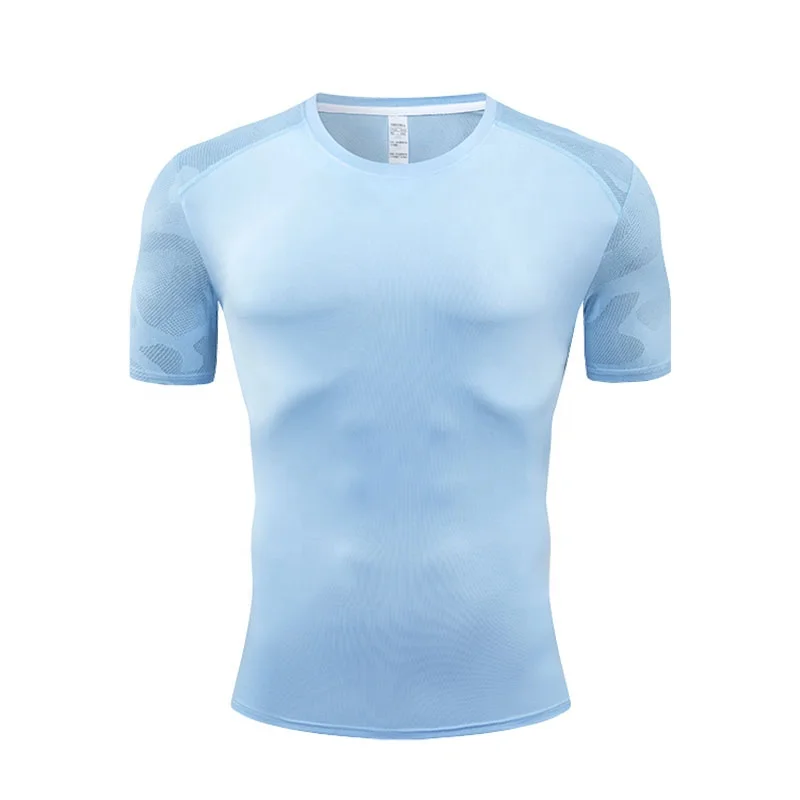 Gym Jogging Sports Shirts O-neck Breathable Quick-dry Workout Jersey Slim Fit Compression Men Hiking Running T-Shirts