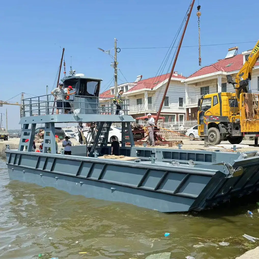 Island transport 14m landing craft aluminum hull work barge carry 12 tons cargo