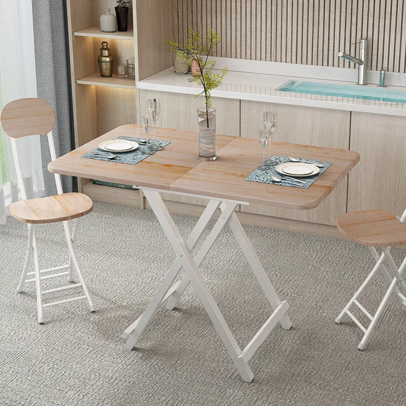 Portable Simple Restaurant Folding Wedding Banquet Dining Furniture Outdoor Round Tables And Chairs Set