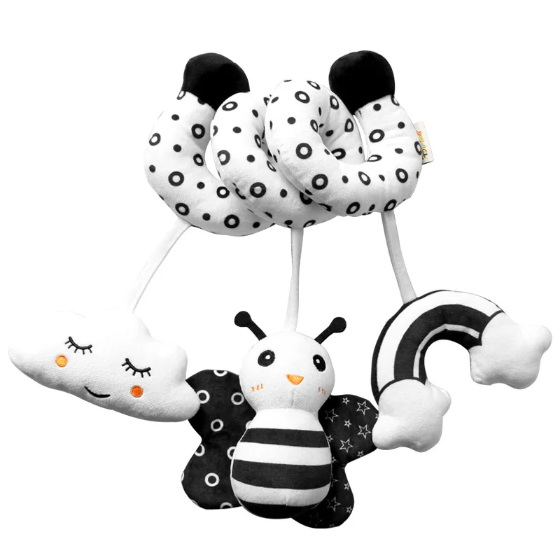 Wholesale Popular baby crib wrap toys with bells black and white bee crib wrap baby toy baby toy wrap string