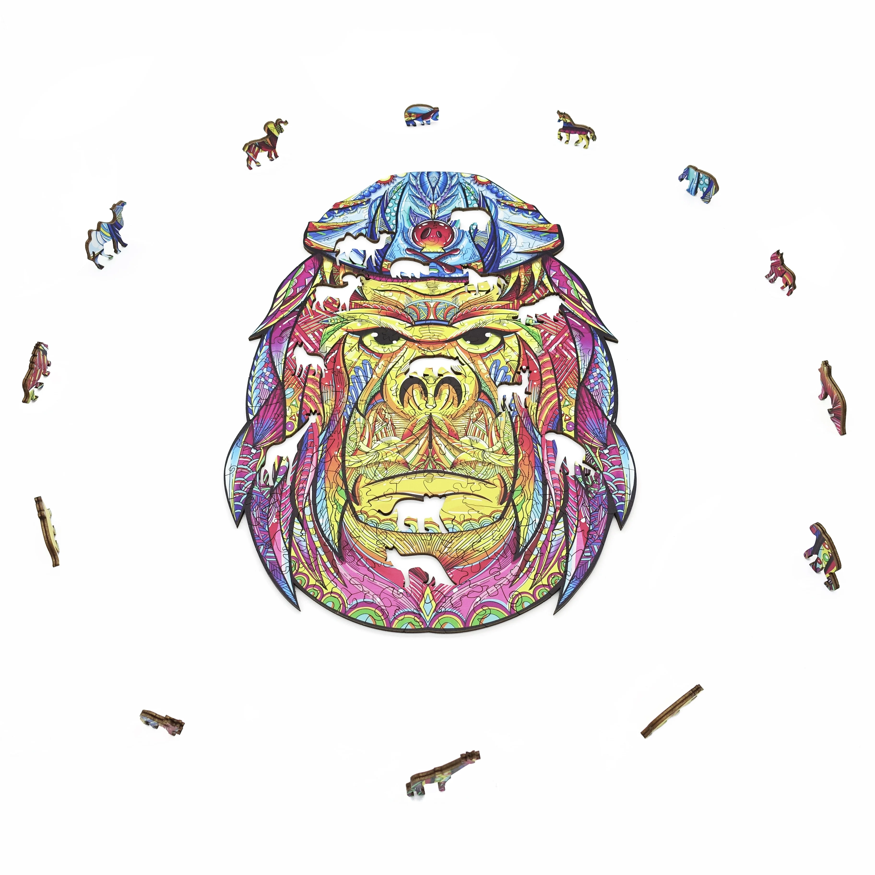 2022 Hongya Wild wooden animal jigsaw puzzle Wooden Blocks Puzzle Baby Coloful Jigsaw Puzzle Game For Kids Early Learning