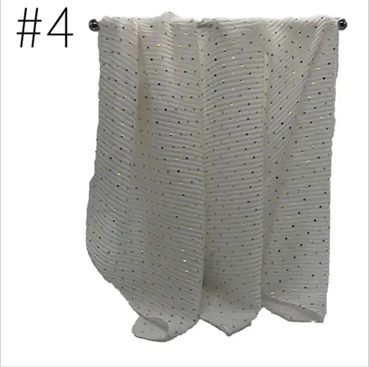instant crinkle shimmer head scarf hijab gold dots pleated scarves muslim hijab 2020
