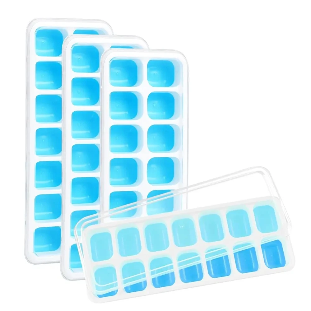 Custom Easy Release Creative Christmas Mold BPA free 14 holes silicone ice cube tray with Removable Lid