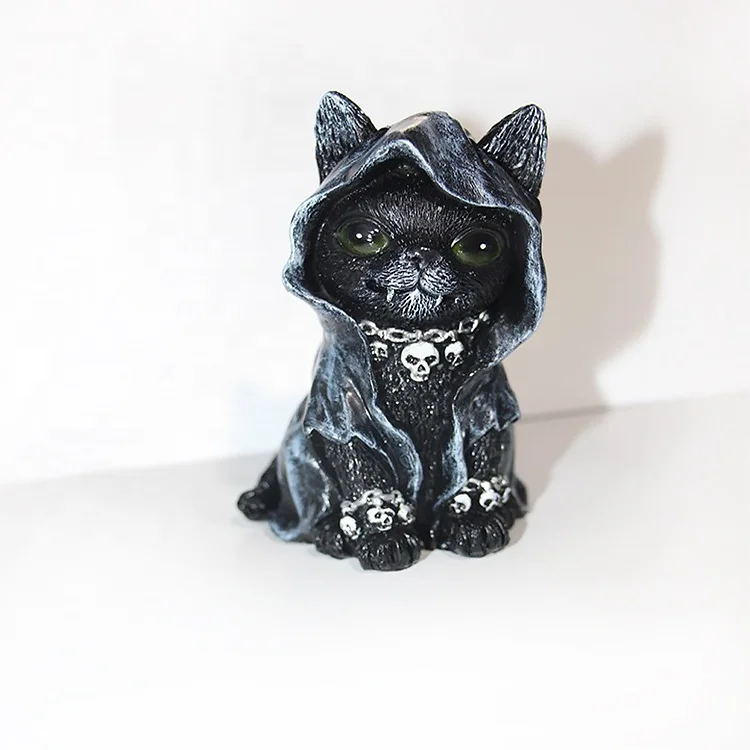 Halloween Black Cat Statuegrim Cat Figurine Occult Black Cats Ornament Statue Halloween Decoration