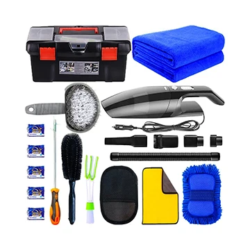 Car Care Car Wash Accessories Kit With High Power Handheld Vacuum Cleaner Sponges Car Wheel Brush