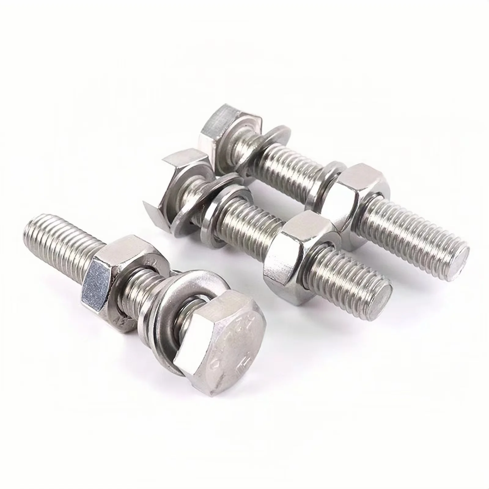 201 Stainless steel outer hexagon bolt and nut set Screw washer set M6M8M10M12*16-20-150