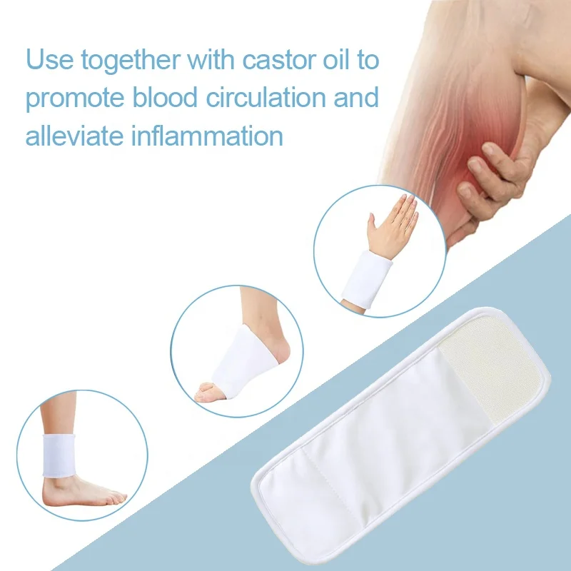 Leak Proof Soft Touch Reusable Organic Foot Castor Oil Wrap Promotes Circulation and Relieves Inflammation Adjustable Pads