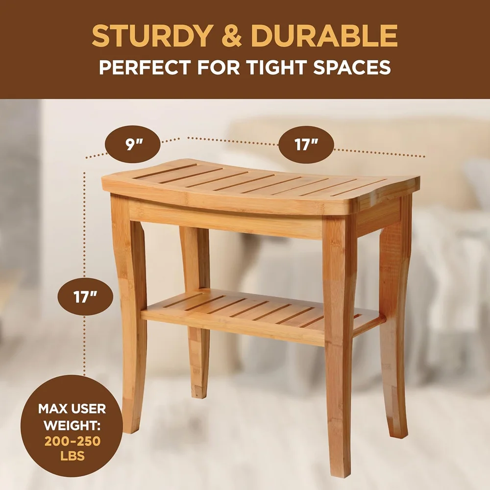 High Quality Shower Stool for Shaving Legs Shower Bench Design Bamboo Shower Stool