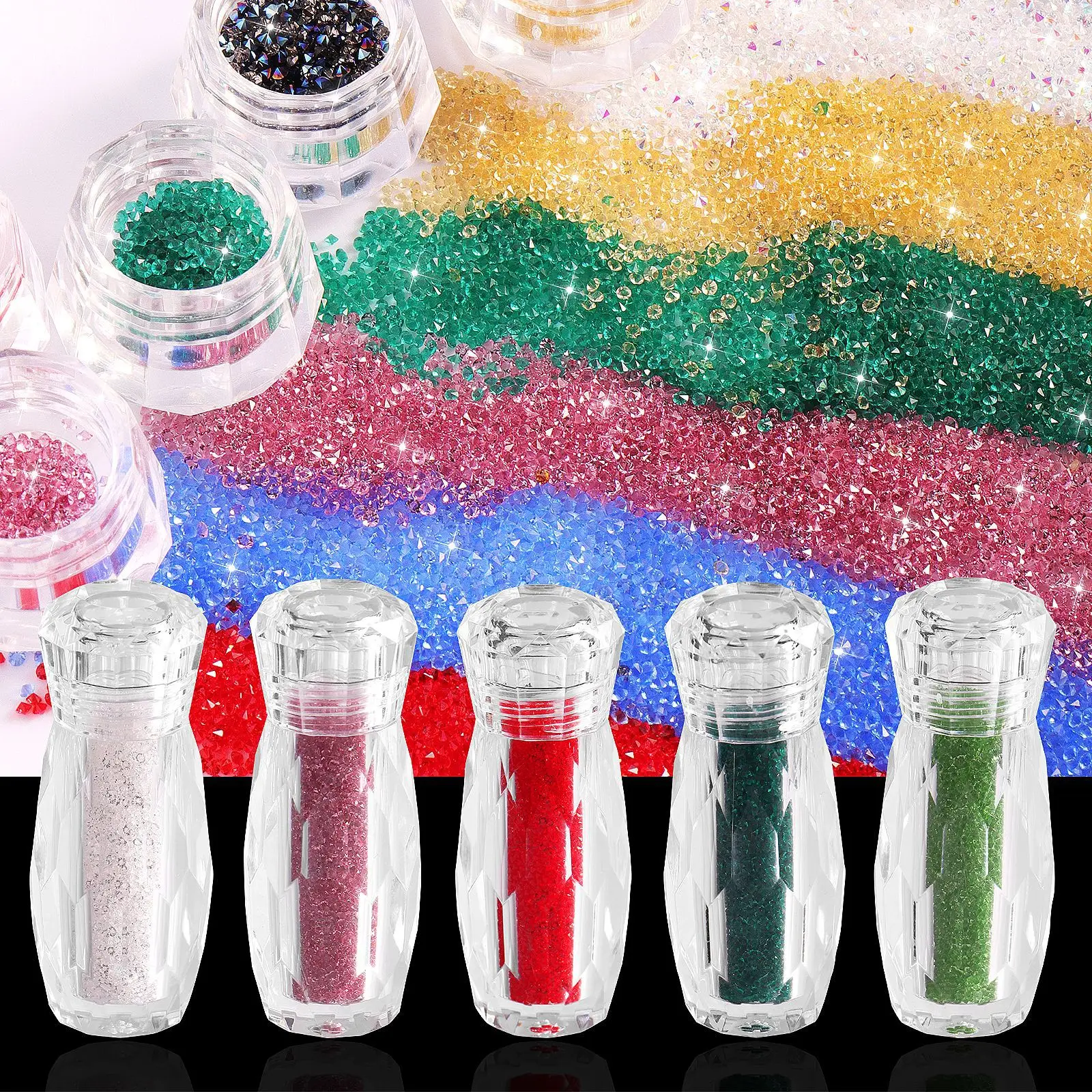 1.2mm Mini Pointed Back Rhinestone Nail Caviar Beads Glass Micro Diamonds Pixie Crystal Tiny Ab Rhinestones Wholesale