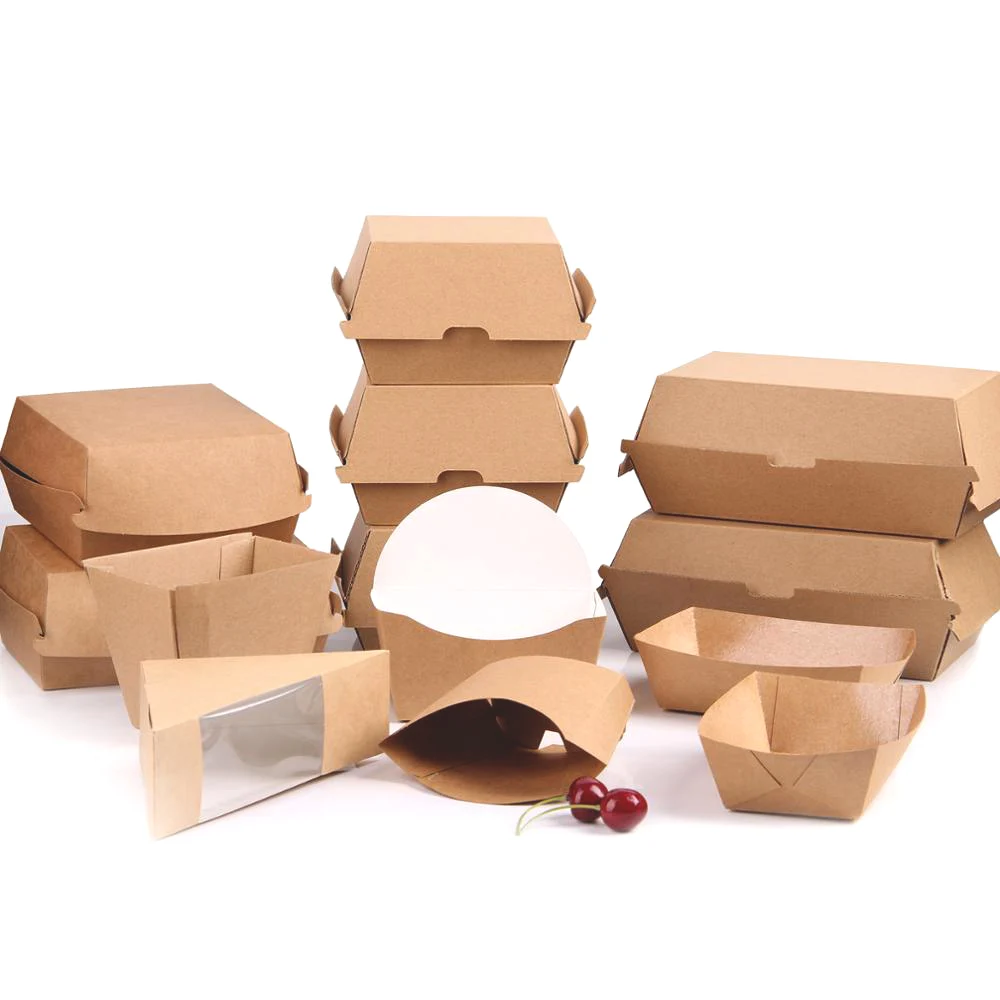 
Various series of kraft for food biodegradable box for soaps Disposable burger box black 