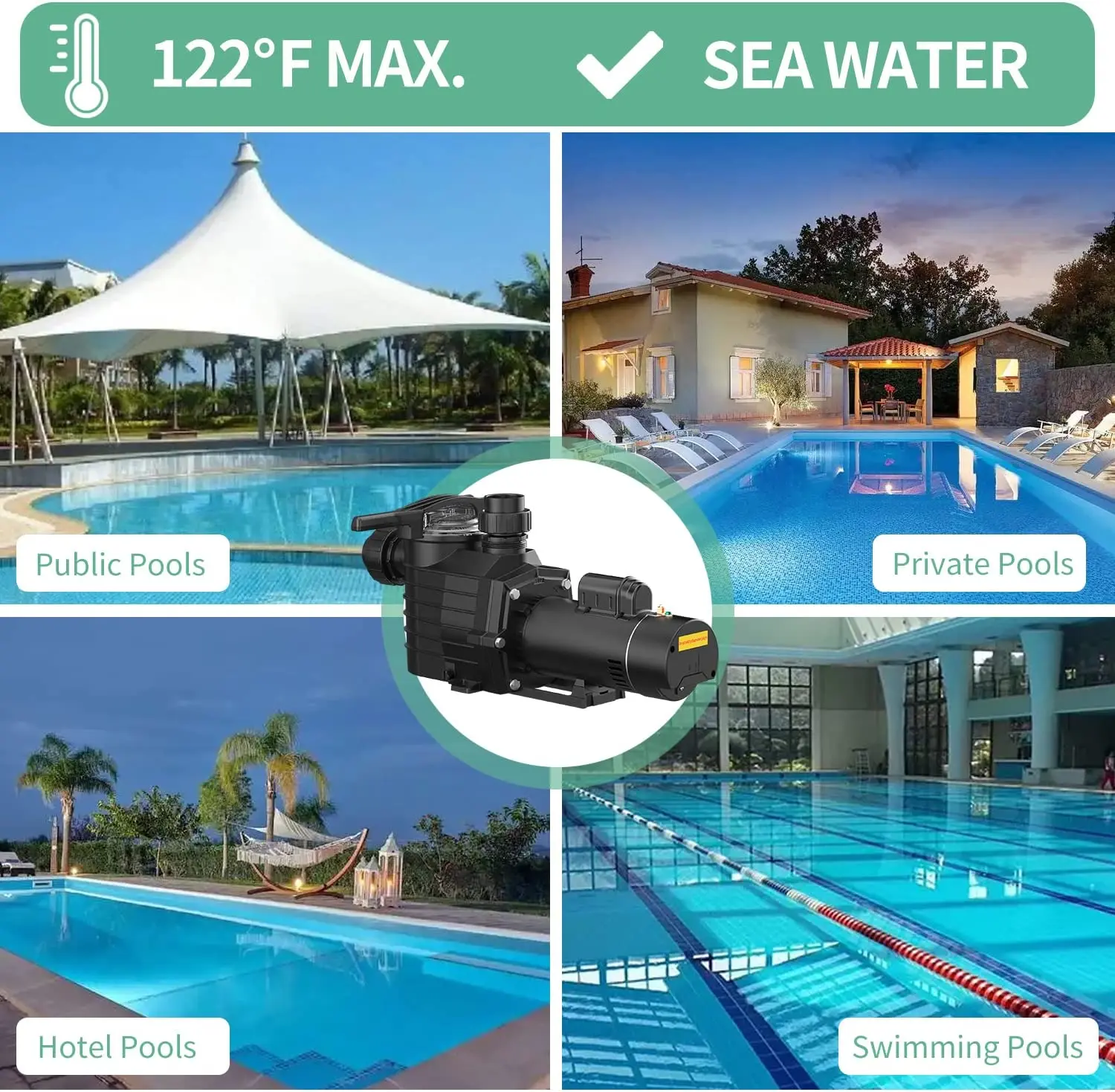 J20007E 2.5HP 6240GPH Pool Pumps Above Ground and Inground, 1725RPM/3450RPM Variable 2-Speed Swimming Pool Pumps