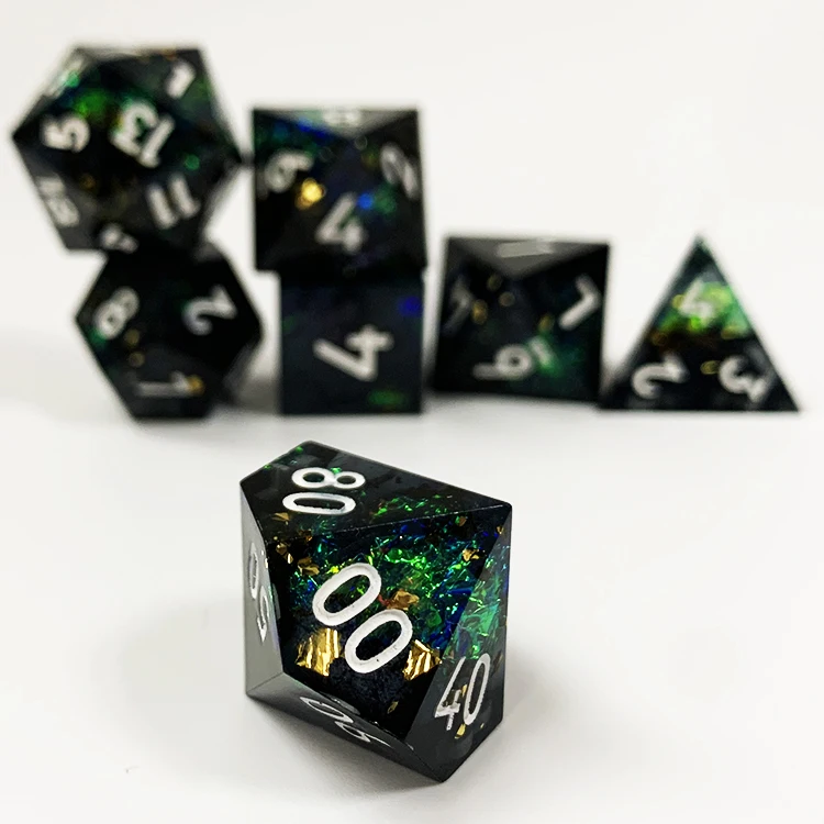 Death Peeping Eyes 7pcs Death Peeper Eye Dice Set Liquid Core Heart Sharp Edge Dice Handmade Dice Set For Tabletop Roleplaying G