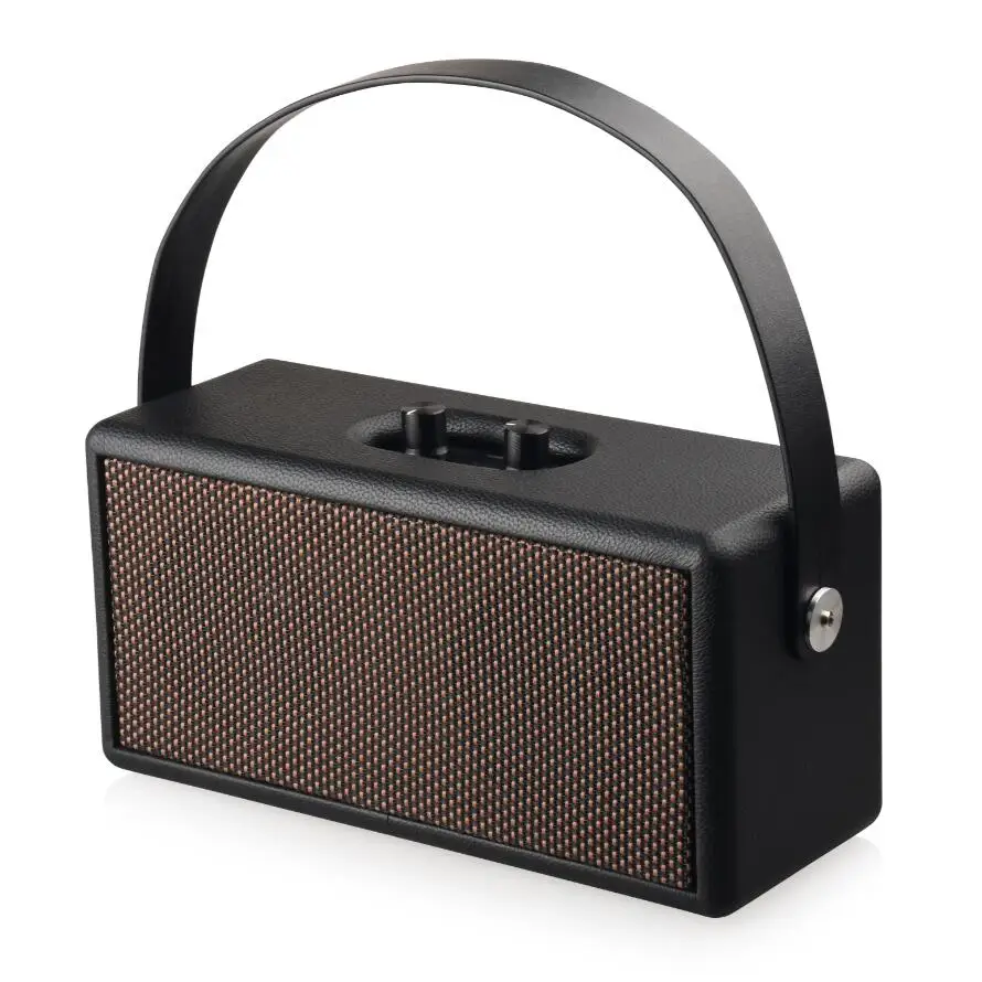 Popular Design Leather Grain MDF Wood Box Subwoofer Bluetooths Speaker Wireless 20W With TF Card U Disk 3.5mm Aux In Playing