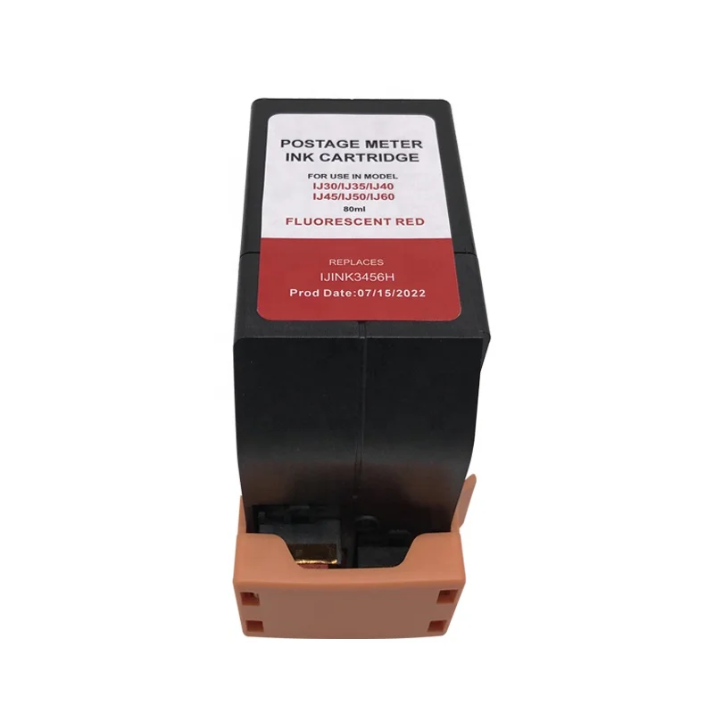 Quadient/ Neopost IJ30/IJ35/IJ40 Fluorescent Red Franking Machine Ink Cartridge with Chip 4152474T