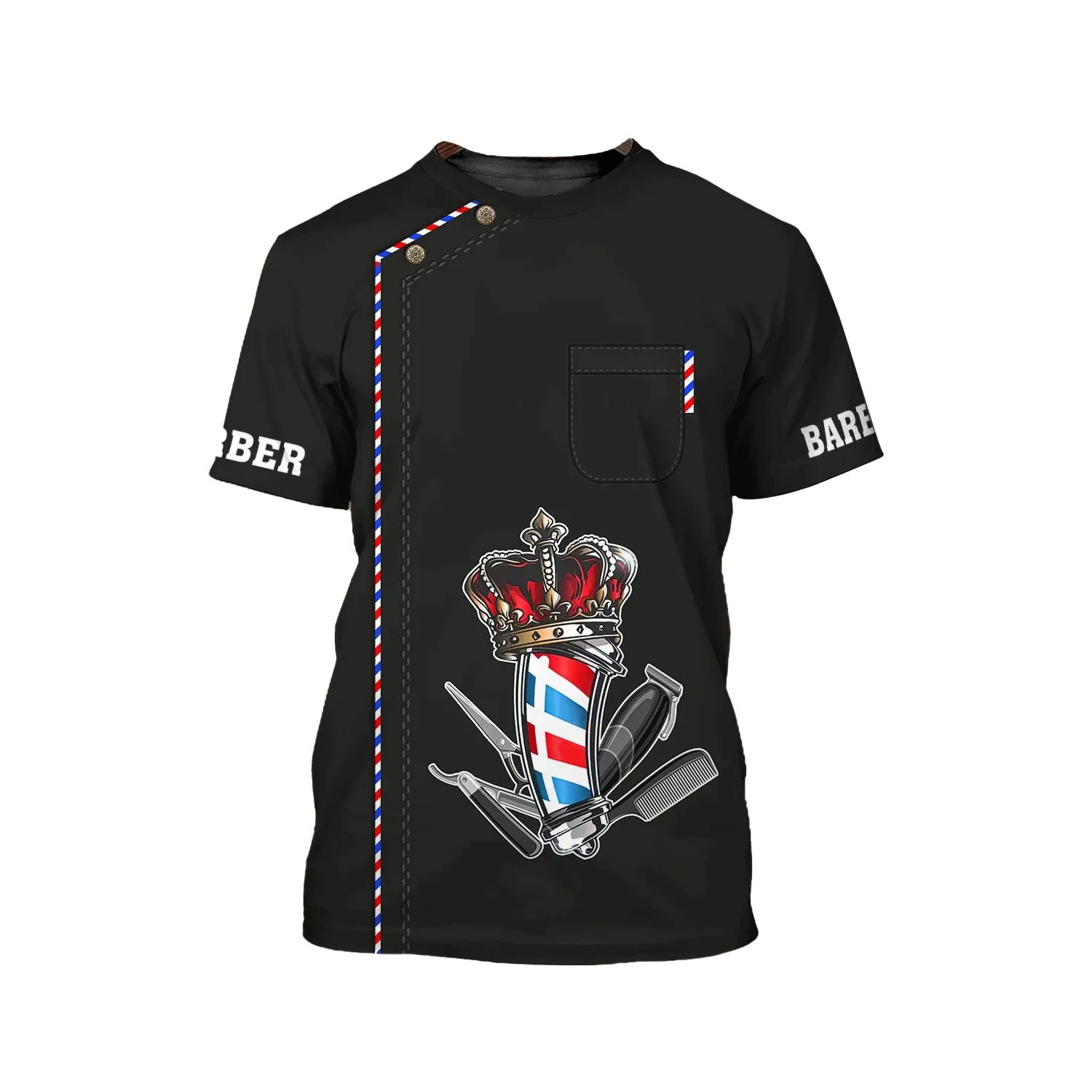 Professional Salon Barber Apparel T-shirt Design Custom Logo Barber Shop Old School Hair Cutting Barber Uniform T Shirts For Men