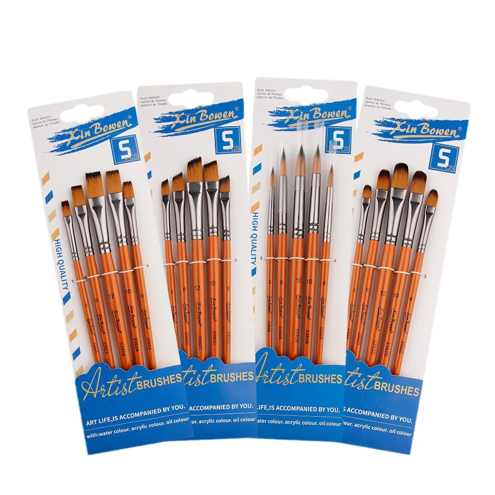 Paul Cezanne Hot Sale Nylon Hair Flat Shape Wooden Artist Oil Painting Brushes Short Handle Artist Brush Set