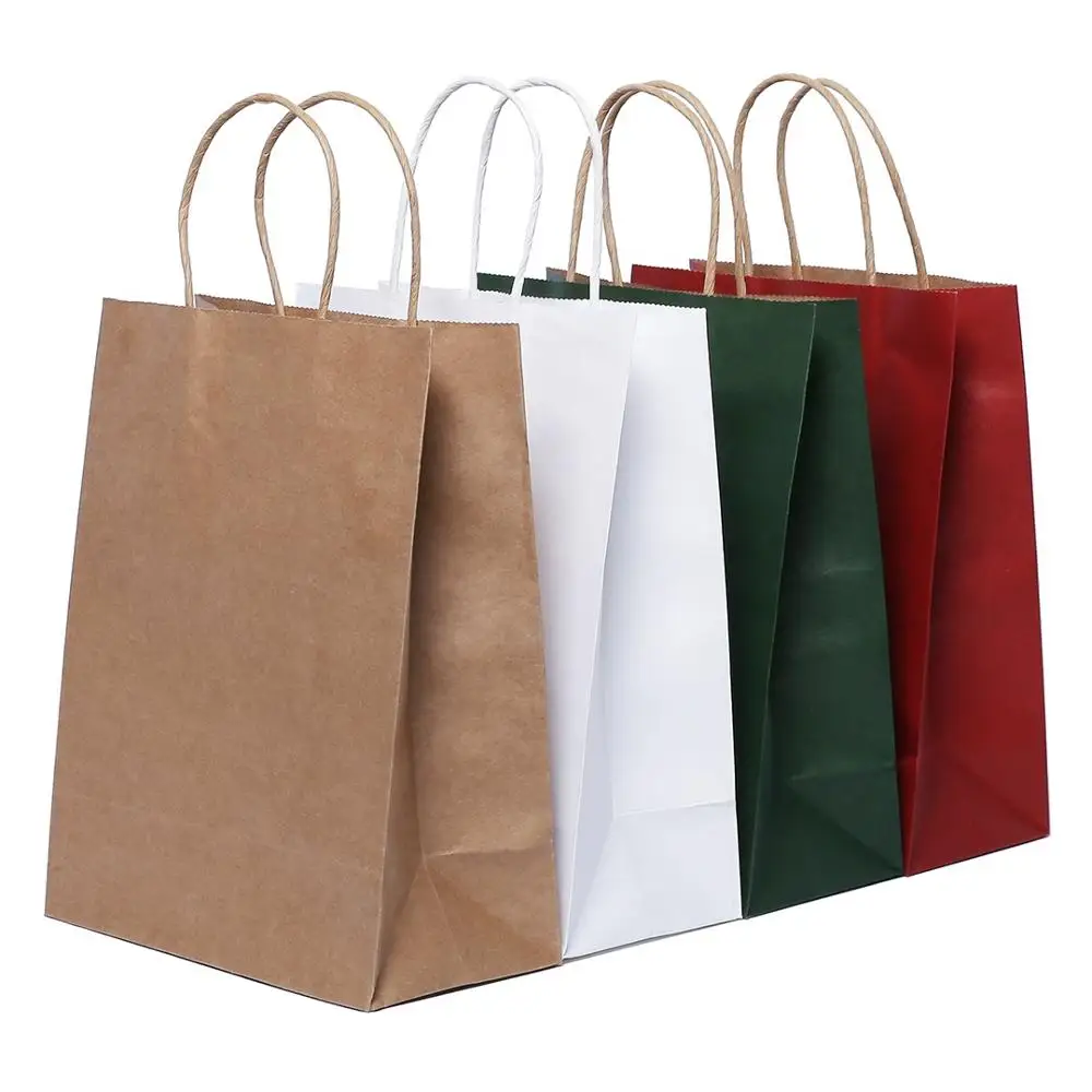 
Free design printing logo paper bags custom shopping gift kraft paper bag with twisted handles 